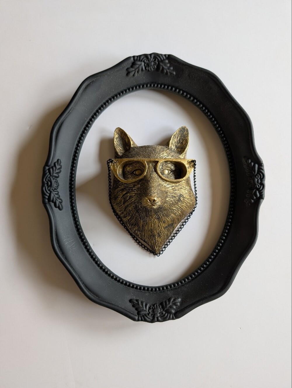 Gold 3D Fox Head Wall Accent with Glasses And Frame